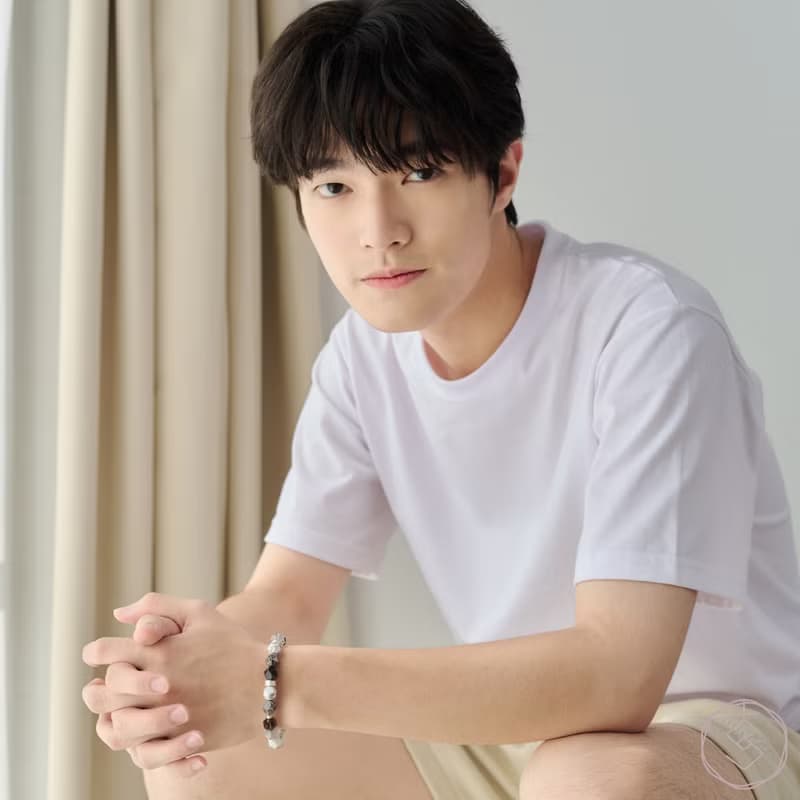 信使 | 茶水晶 黑髮晶 拉長石 咖啡雪花石 白松石 | 男款水晶手鍊