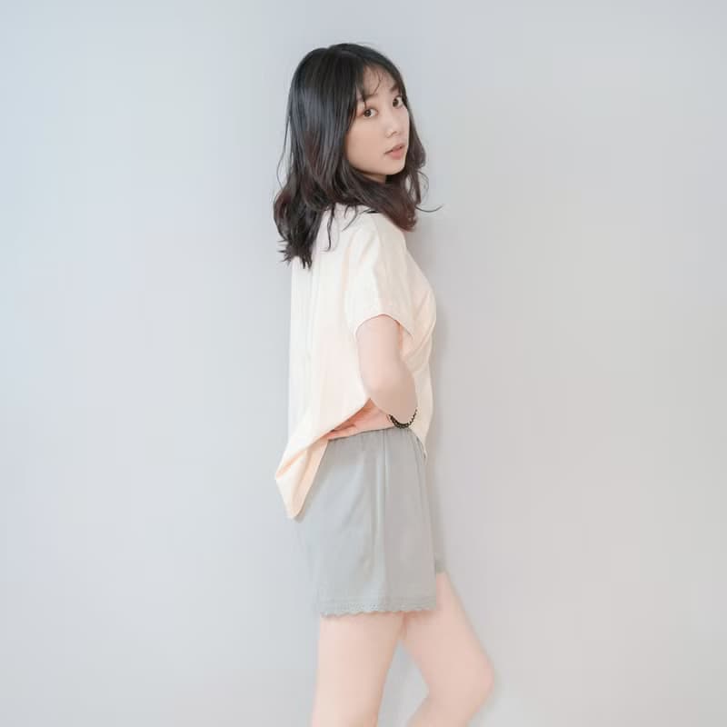 UMORFIL膠原蛋白不規則短袖居家服-卡其