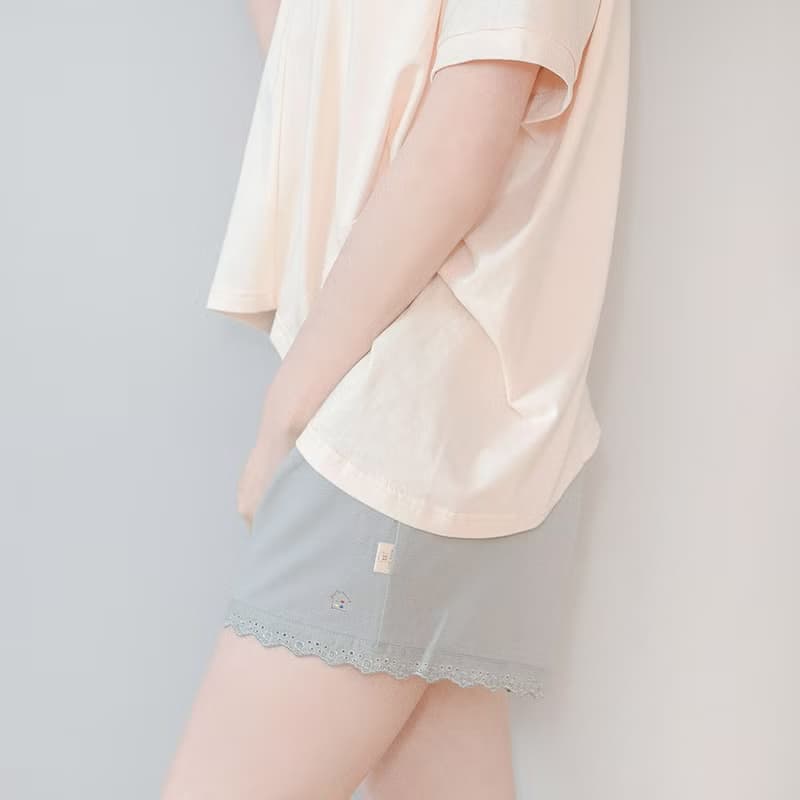 UMORFIL膠原蛋白不規則短袖居家服-卡其