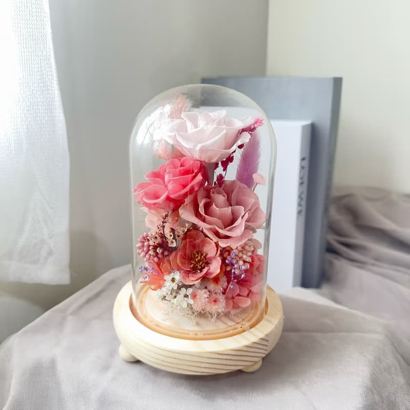 蒔漫花間— 珊瑚微光 永生花盅 情人節禮物