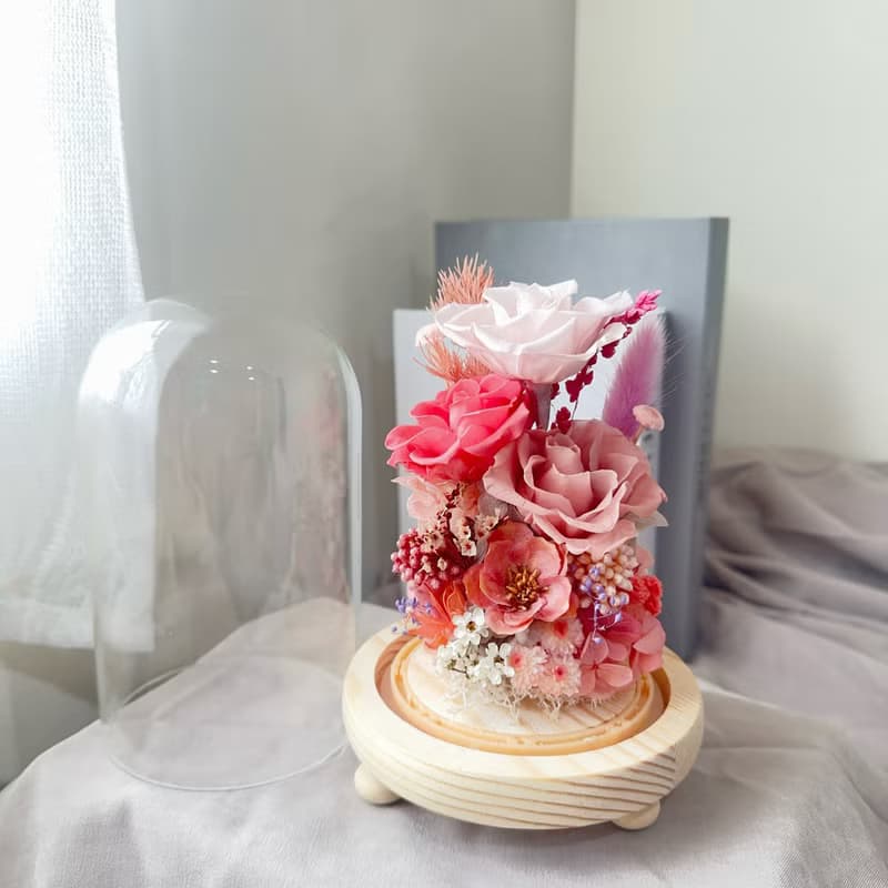 蒔漫花間— 珊瑚微光 永生花盅 情人節禮物