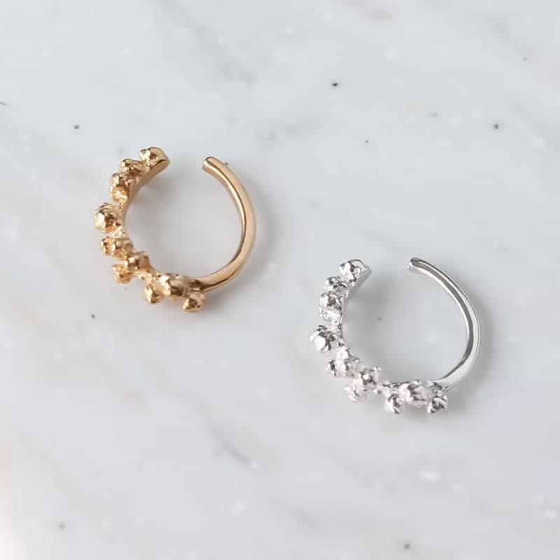 含羞草 純銀鍍金 耳骨夾 / Mimosa ear cuff size :L /
