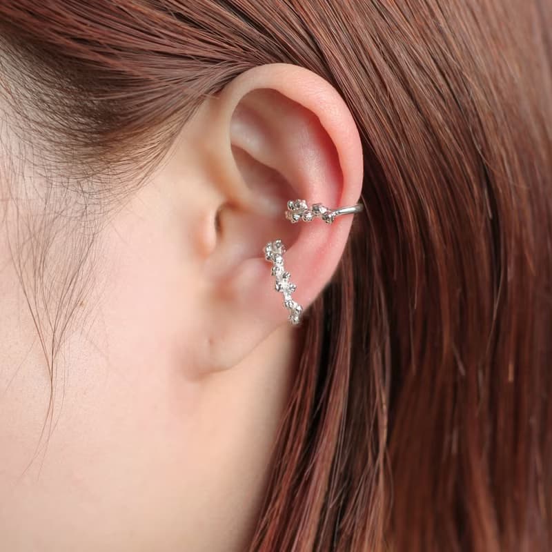 含羞草 純銀鍍金 耳骨夾 / Mimosa ear cuff size :L /