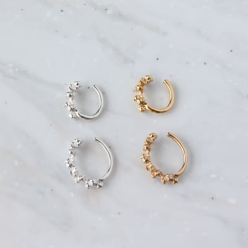 含羞草 純銀鍍金 耳骨夾 / Mimosa ear cuff size :L /