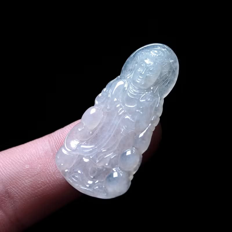 冰種翡翠精雕觀音菩薩 | 天然緬甸玉翡翠A貨 | 送禮