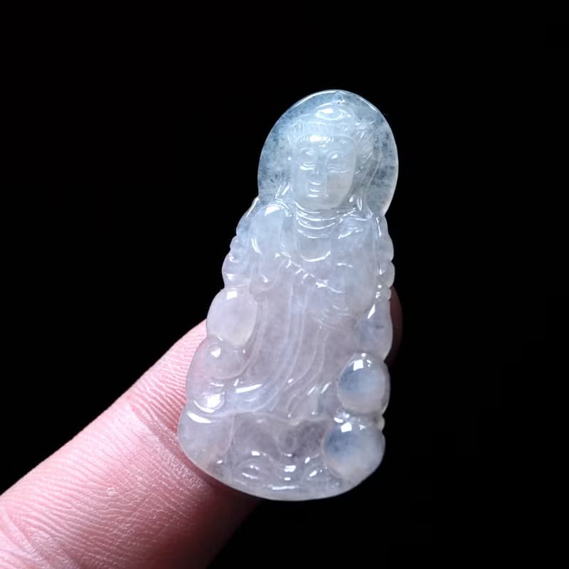 冰種翡翠精雕觀音菩薩 | 天然緬甸玉翡翠A貨 | 送禮