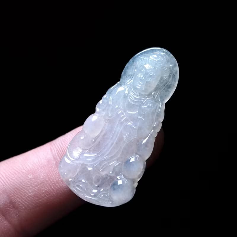 冰種翡翠精雕觀音菩薩 | 天然緬甸玉翡翠A貨 | 送禮