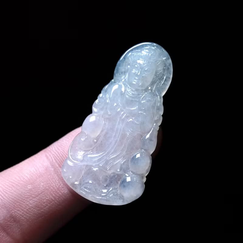 冰種翡翠精雕觀音菩薩 | 天然緬甸玉翡翠A貨 | 送禮