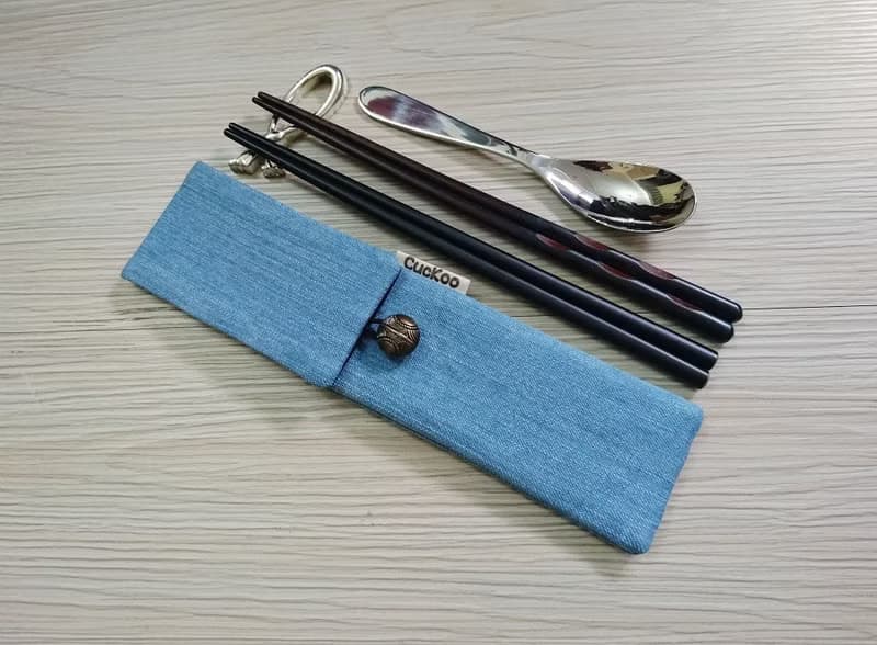 環保餐具收納袋 餐具袋 雙層筷袋 牛仔款