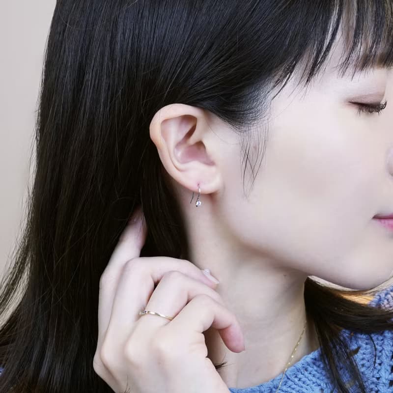 【Palette】 14K 白金線座耳環