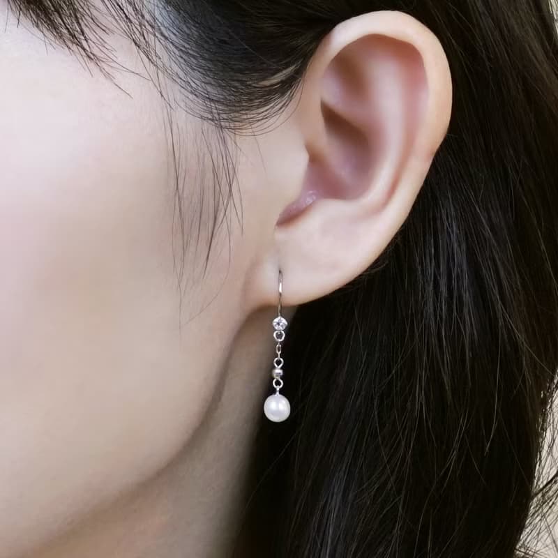 【Palette】 14K 白金線座耳環