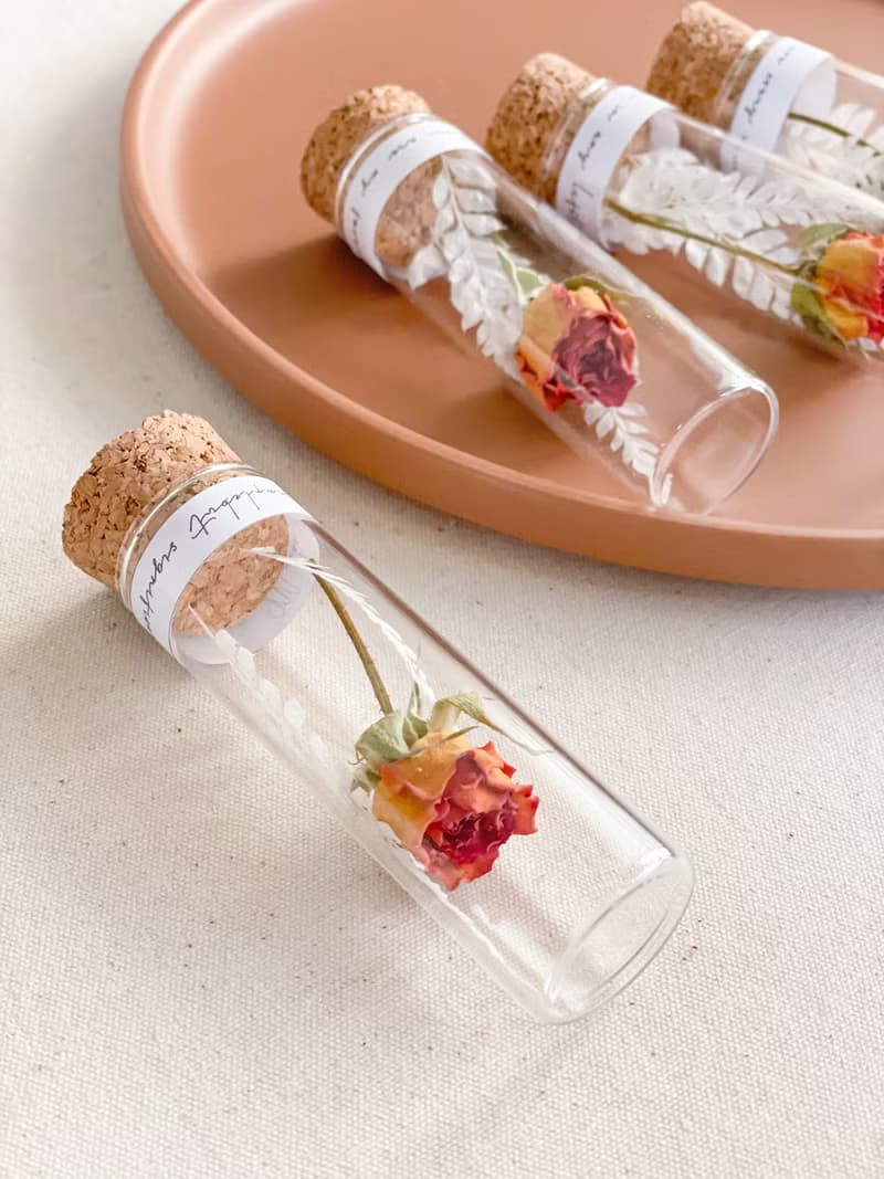 迷你乾燥玫瑰 x 永生乾燥花試管玻璃
