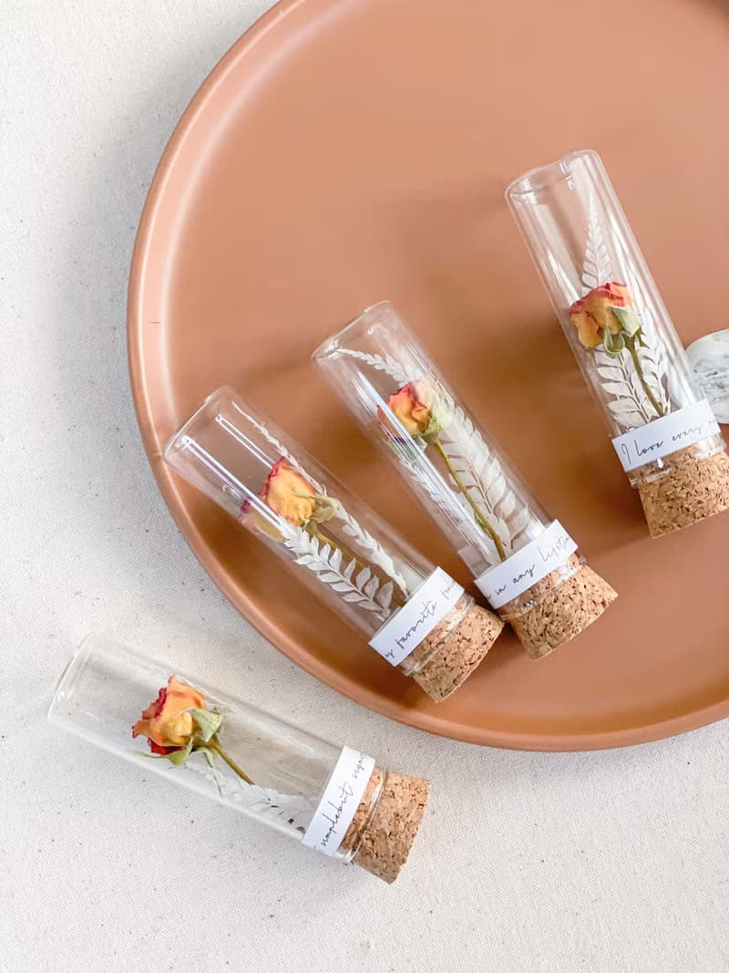 迷你乾燥玫瑰 x 永生乾燥花試管玻璃