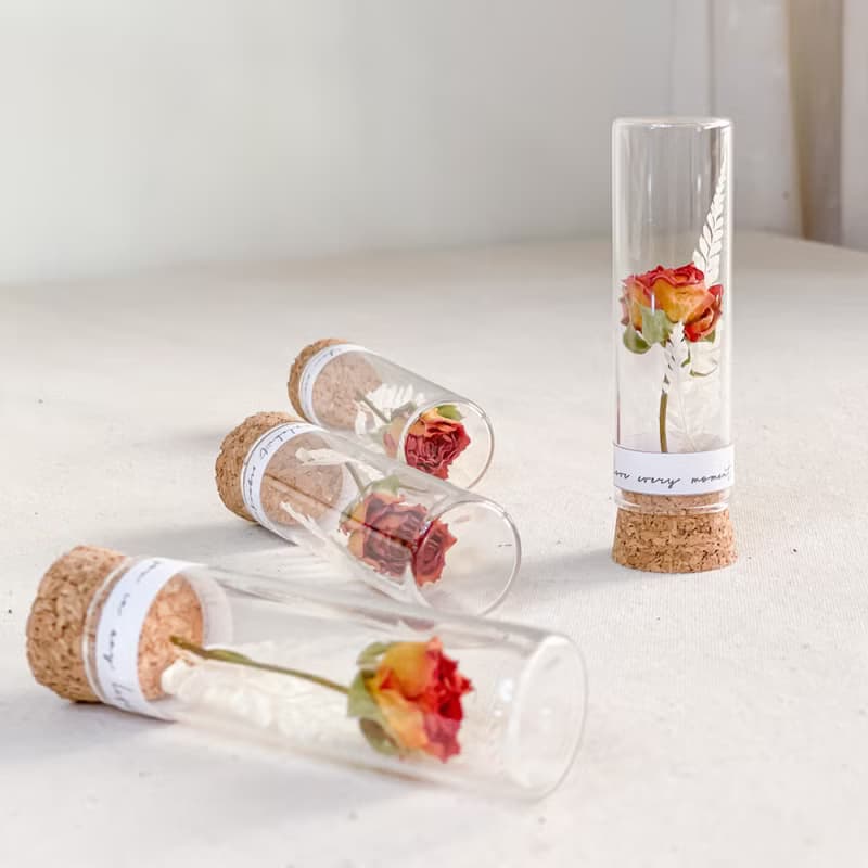 迷你乾燥玫瑰 x 永生乾燥花試管玻璃