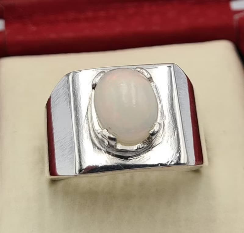 Beautiful Opal Ring Unisex White Opal Stone Jewelry Valentine Day Gift For Him N