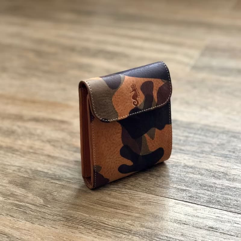 日本製【Takumicsタクミクス】短皮夾 短銀包 義大利植鞣革 迷彩