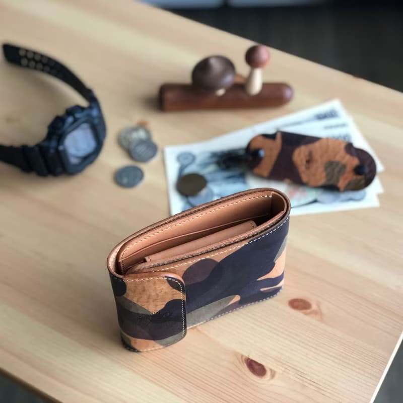 日本製【Takumicsタクミクス】短皮夾 短銀包 義大利植鞣革 迷彩