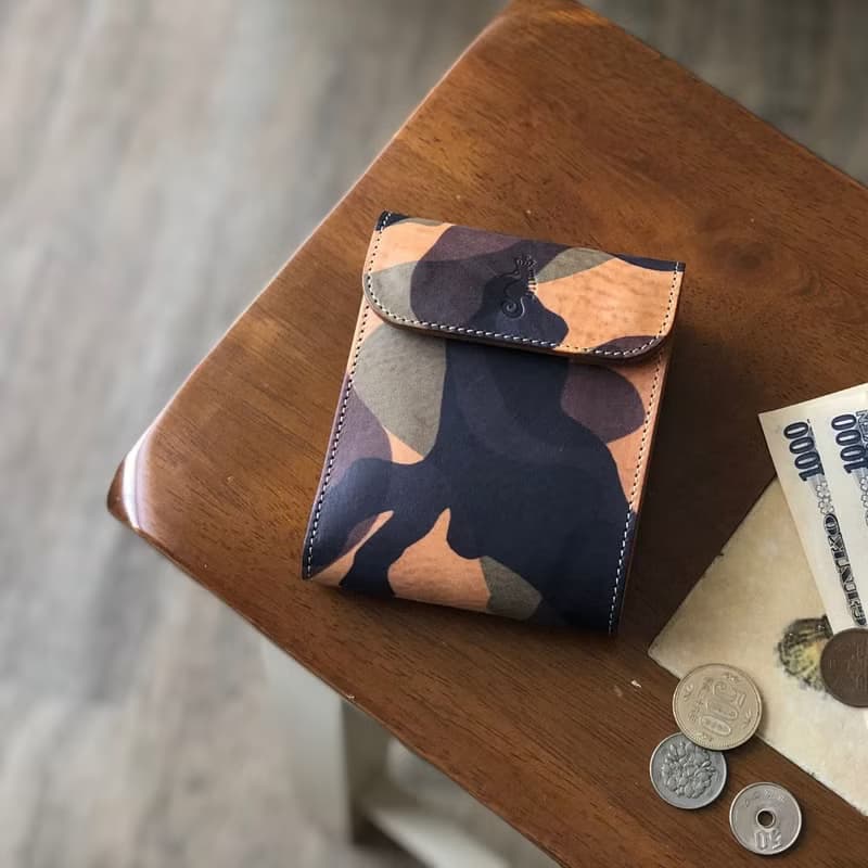 日本製【Takumicsタクミクス】短皮夾 短銀包 義大利植鞣革 迷彩