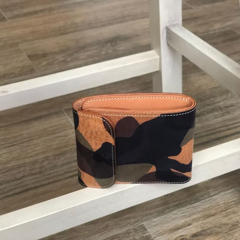 日本製【Takumicsタクミクス】短皮夾 短銀包 義大利植鞣革 迷彩