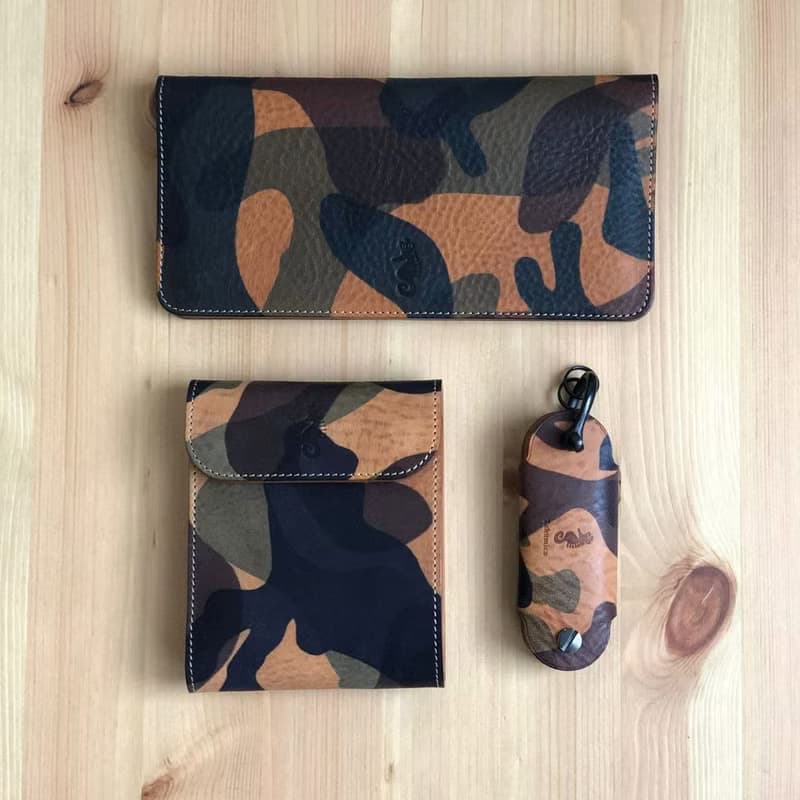 日本製【Takumicsタクミクス】短皮夾 短銀包 義大利植鞣革 迷彩