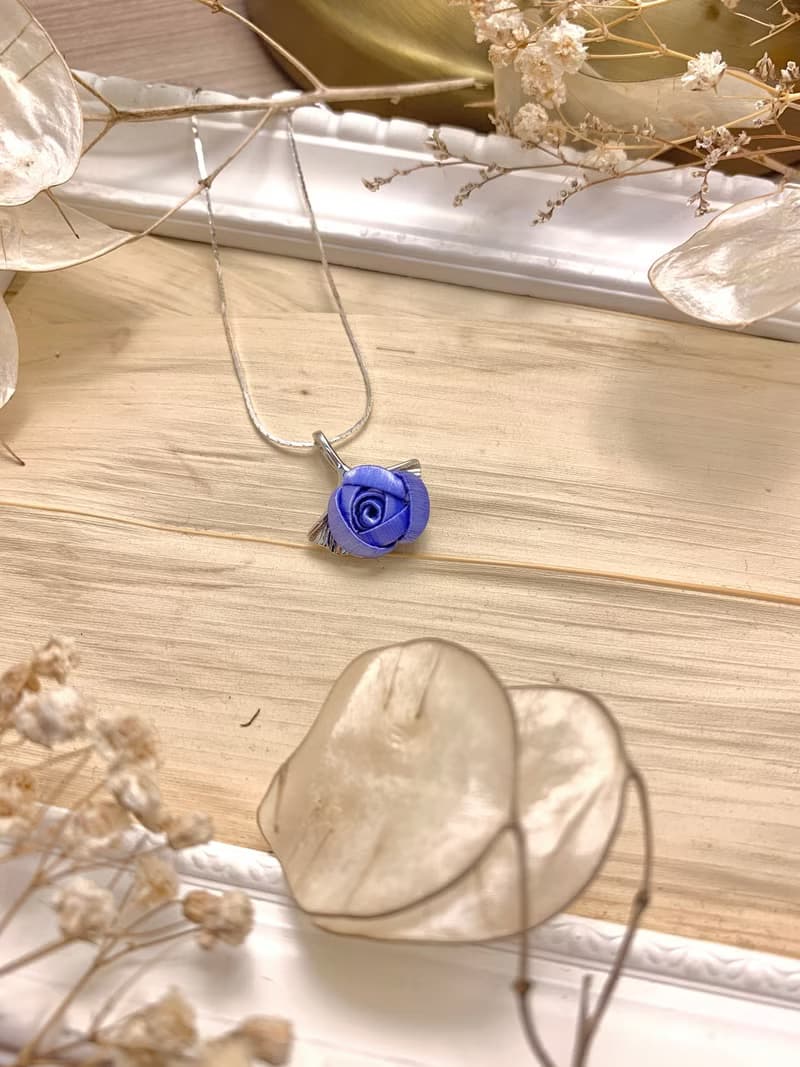 Re-Re蠶絲金工—小銀杏玫瑰項鍊