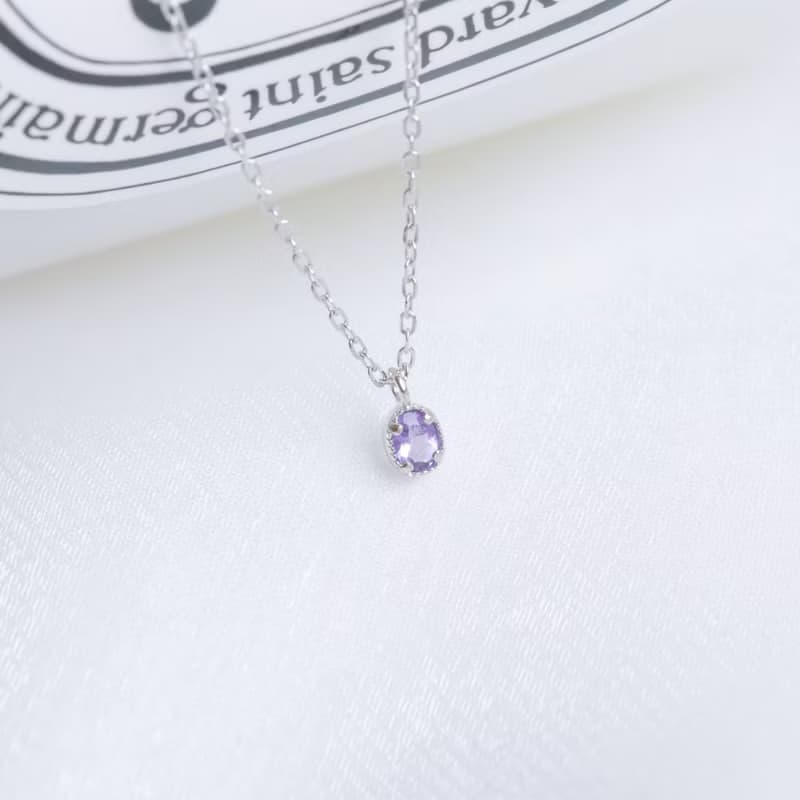 紫水晶925純銀橢圓蛋糕項鍊