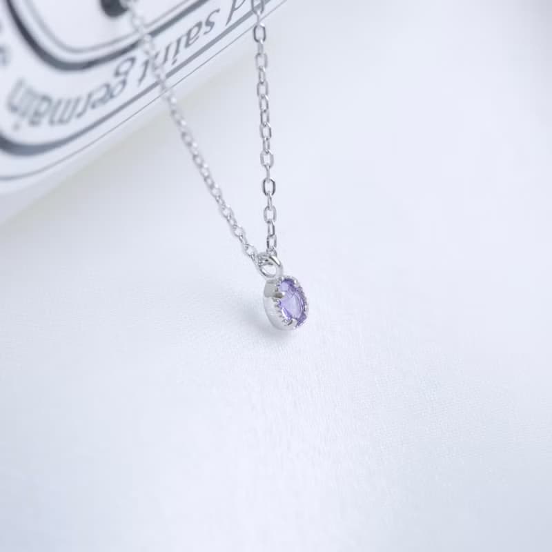 紫水晶925純銀橢圓蛋糕項鍊