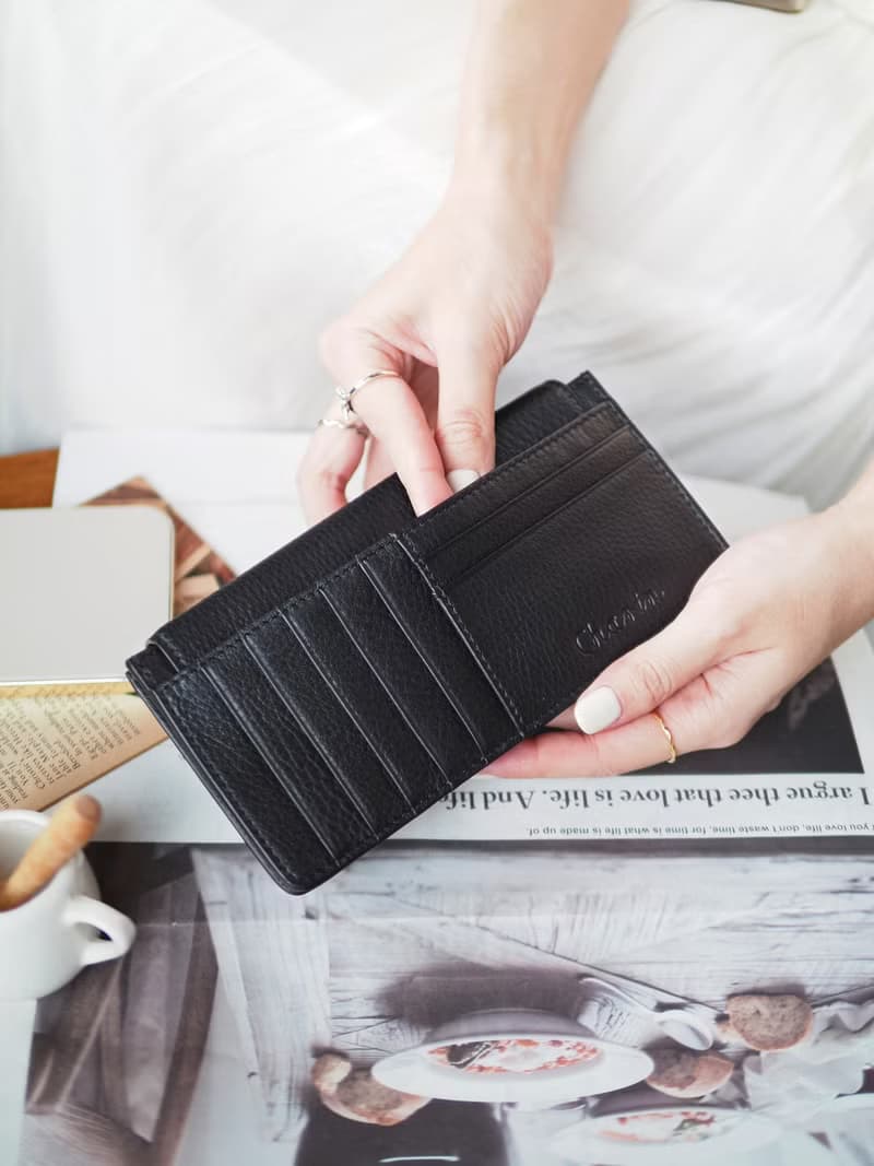 Sundae (Black) : SLIM Long wallet, Cow Leather, leather wallet, Soft