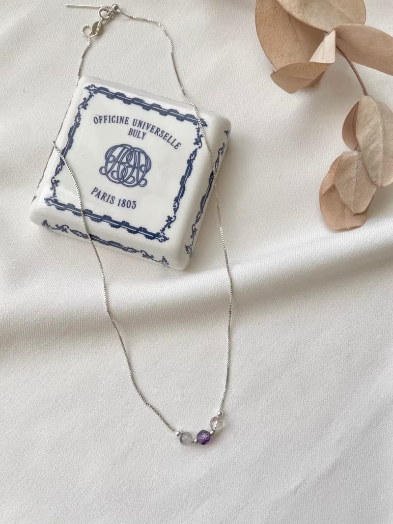 純銀項鍊 超七幸運石 水晶 純銀 項鍊 鎖骨鍊