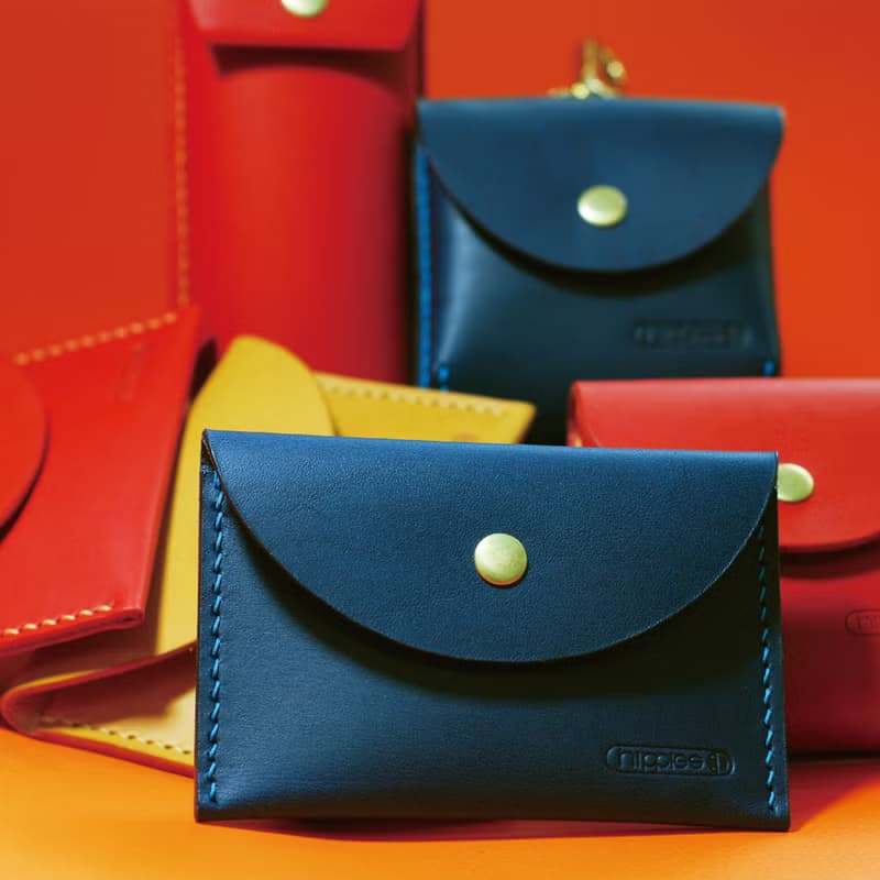 隨手名片夾/零錢包-圓 真皮手縫 (紅色)