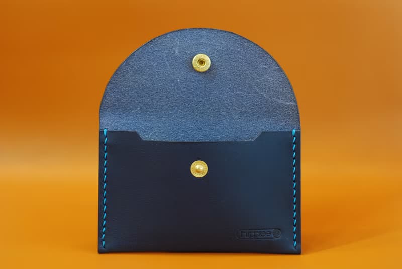 隨手名片夾/零錢包-圓 真皮手縫 (紅色)