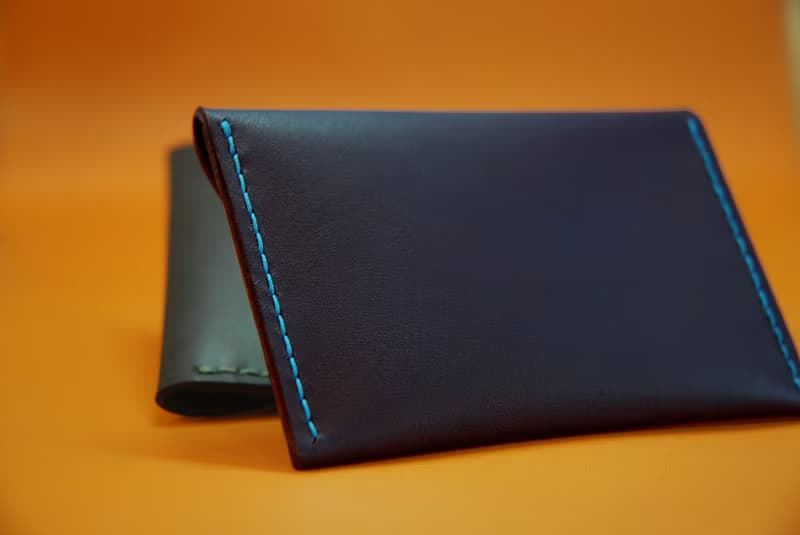 隨手名片夾/零錢包-圓 真皮手縫 (紅色)