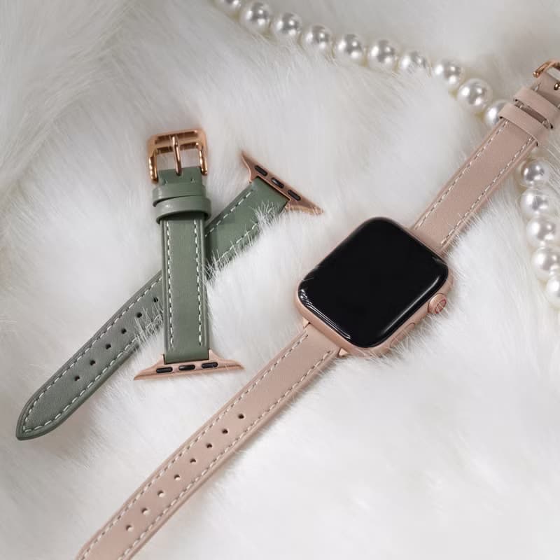 Apple watch - 【霧色】車線細皮革 蘋果錶帶