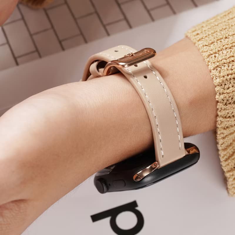 Apple watch - 【霧色】車線細皮革 蘋果錶帶