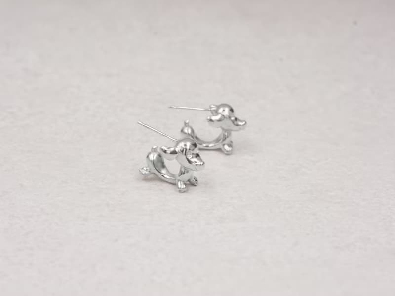 快樂小狗狗 | 針式耳環 925純銀 可愛動物 手工銀飾 情人禮物