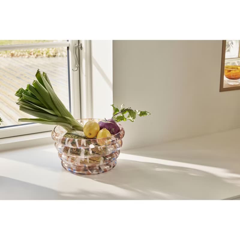 【Hübsch】－661501 彩色波浪造型玻璃碗 水果碗