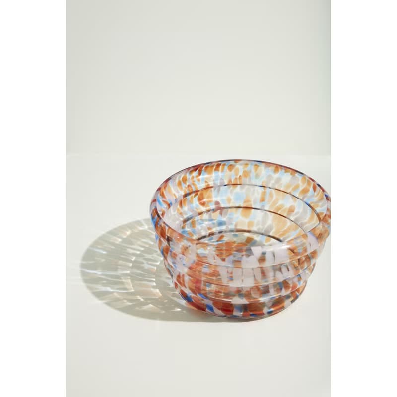 【Hübsch】－661501 彩色波浪造型玻璃碗 水果碗