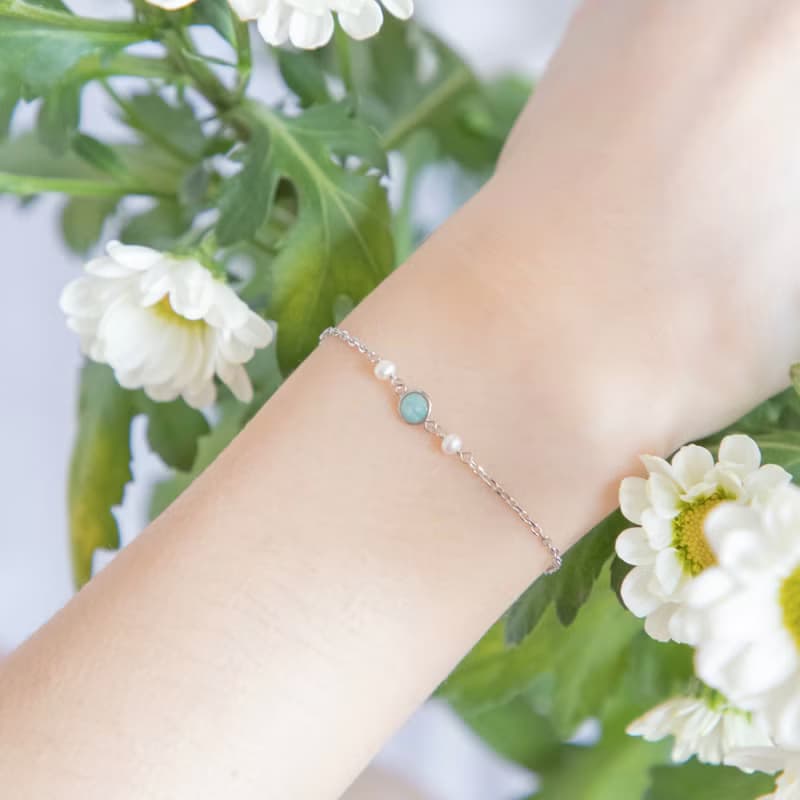 天河石925純銀佐珍珠手鍊