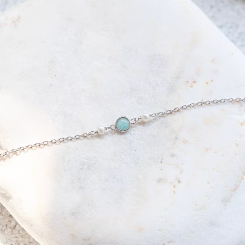 天河石925純銀佐珍珠手鍊