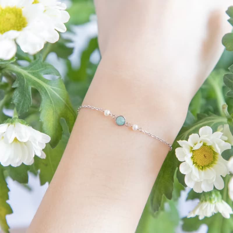 天河石925純銀佐珍珠手鍊