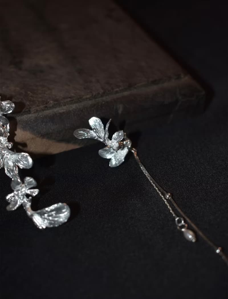 YuanPearl手工銀耳飾s93銀仙女蝴蝶流蘇單只小眾純銀耳骨夾款