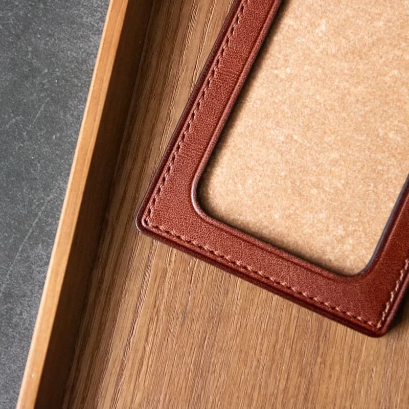 植物鞣手工皮革證件套 附頸繩 干邑色 id card holder