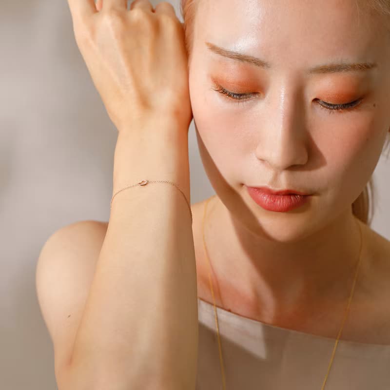 line heart bracelet PG ニッケルフリーブレスレット　大人なハートのブレスレット　ピンクゴールド