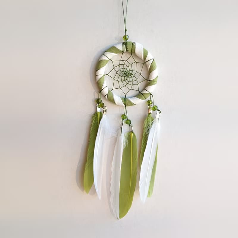 捕夢網材料包 中迷你版 6cm - 雙色(白+草綠色) - 吊飾、生日禮物