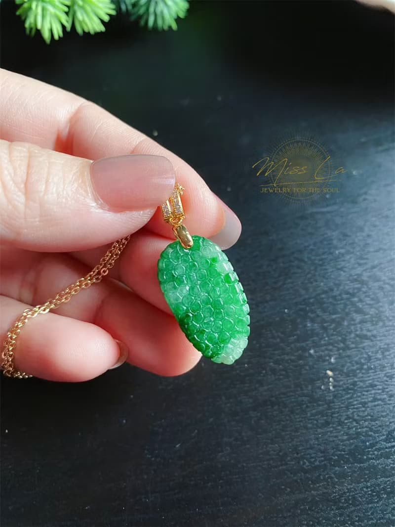 富足 天然緬甸玉翡翠 辣綠 葡萄 項鍊 禮物 長輩禮 生日禮