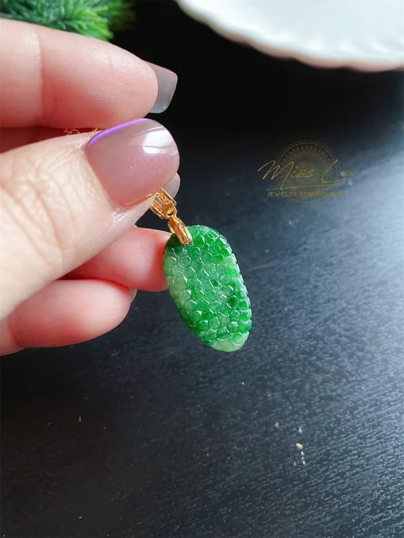 富足 天然緬甸玉翡翠 辣綠 葡萄 項鍊 禮物 長輩禮 生日禮