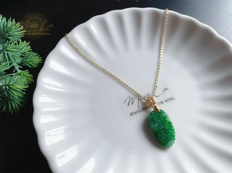 富足 天然緬甸玉翡翠 辣綠 葡萄 項鍊 禮物 長輩禮 生日禮