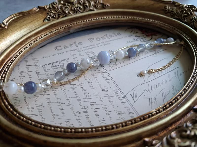 i sea you－古典神秘優雅雙層手鍊－珍珠、堇青石、拉長石、白水