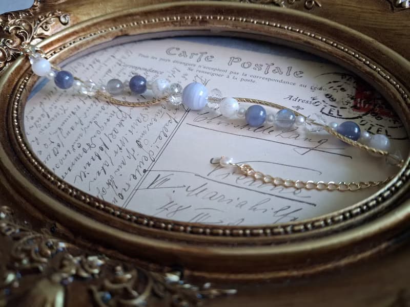 i sea you－古典神秘優雅雙層手鍊－珍珠、堇青石、拉長石、白水