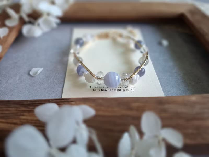 i sea you－古典神秘優雅雙層手鍊－珍珠、堇青石、拉長石、白水